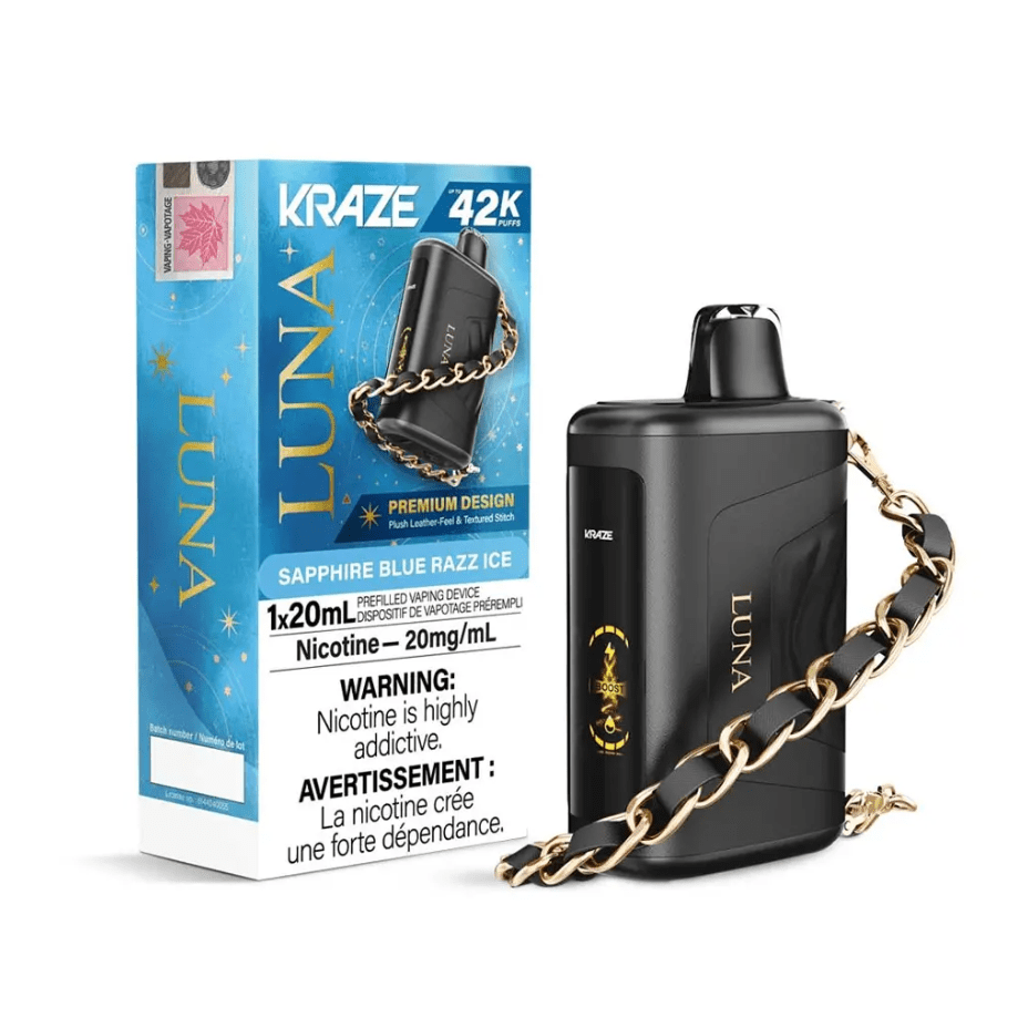 Kraze Luna Disposable Vape-Sapphire Blue Razz Ice Steinbach Vape SuperStore and Bong Shop Manitoba Canada
