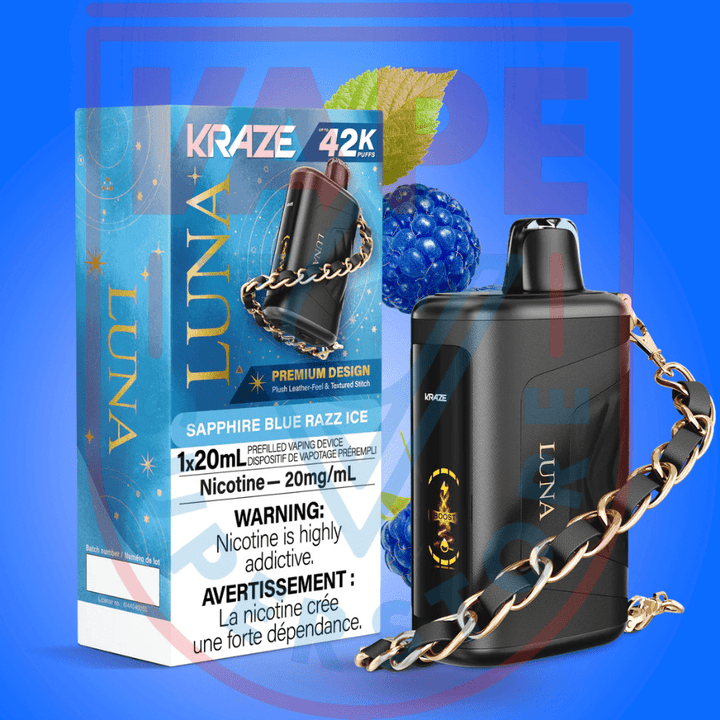 Kraze Luna Disposable Vape-Sapphire Blue Razz Ice Steinbach Vape SuperStore and Bong Shop Manitoba Canada