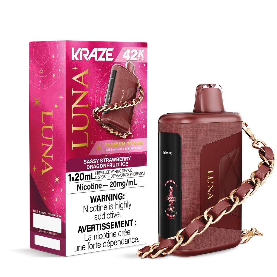 Kraze Luna Disposable Vape-Sassy Strawberry Dragonfruit Ice Steinbach Vape SuperStore and Bong Shop Manitoba Canada
