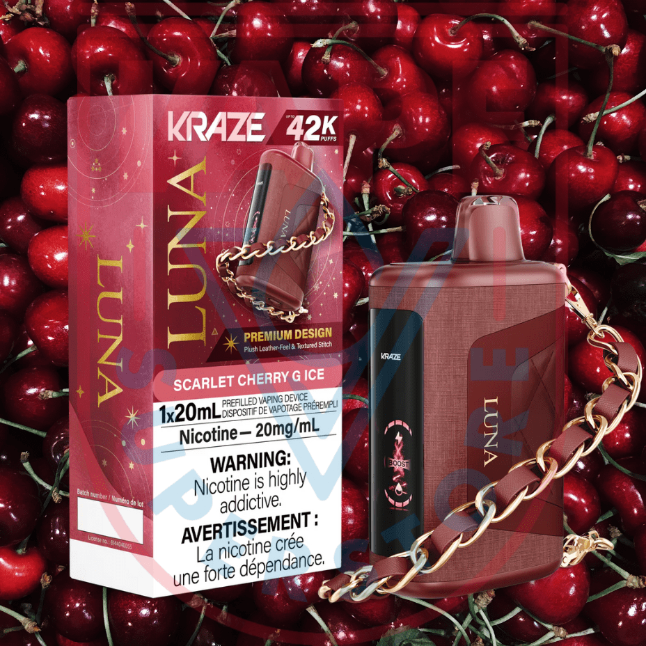 Kraze Luna Disposable Vape-Scarlet Cherry G Ice Steinbach Vape SuperStore and Bong Shop Manitoba Canada