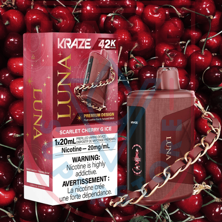 Kraze Luna Disposable Vape-Scarlet Cherry G Ice Steinbach Vape SuperStore and Bong Shop Manitoba Canada
