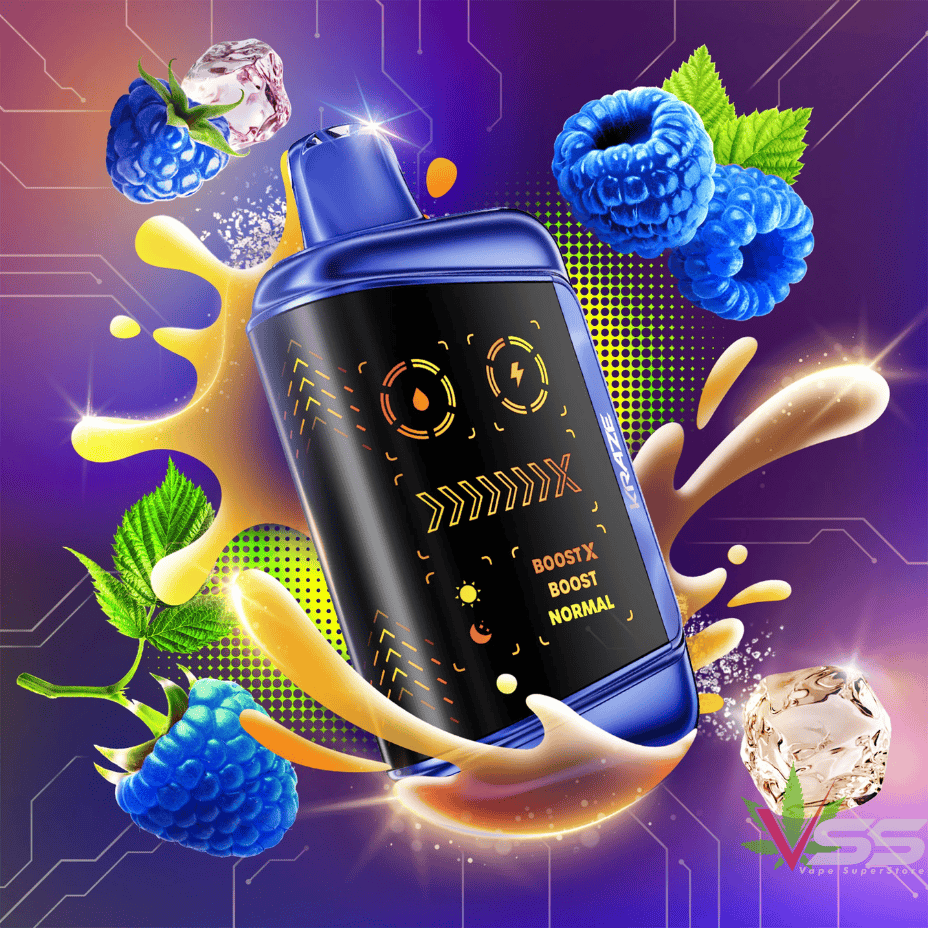 Kraze Mega X 48K Disposable Vape - Blue Razz KO Iced 20mg / 48K Steinbach Vape SuperStore and Bong Shop Manitoba Canada