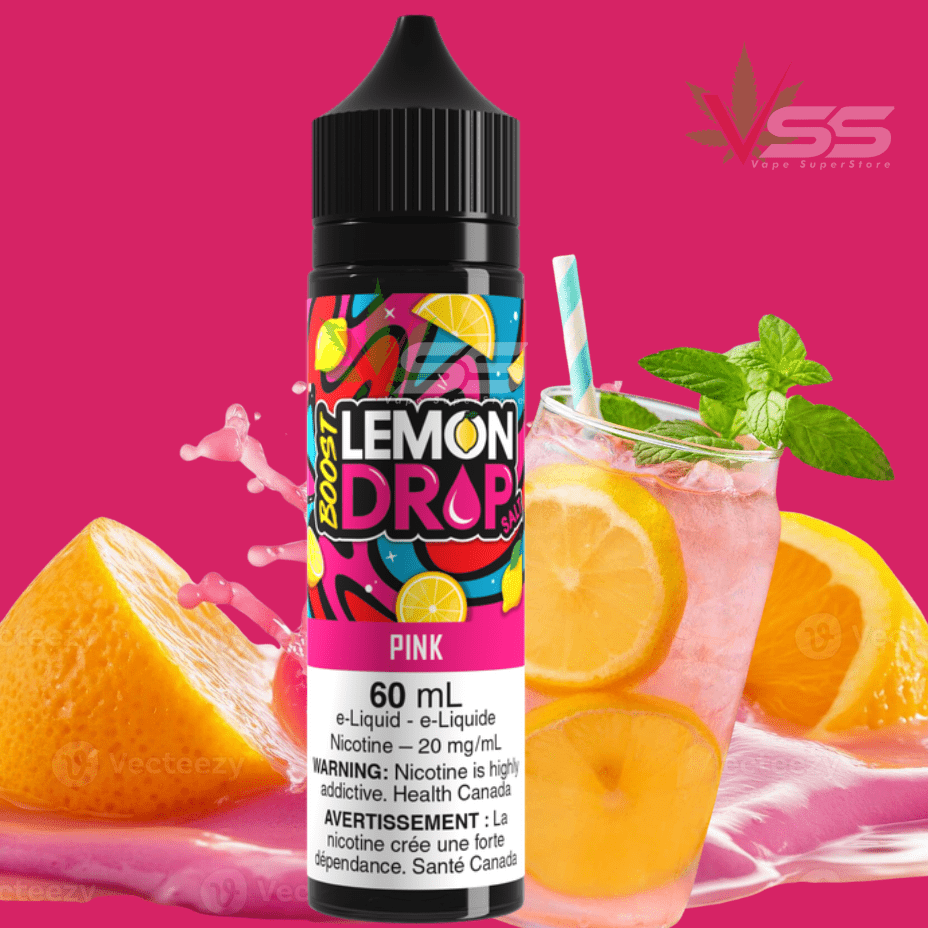 Lemon Drop Boost Salt Nic 60ml - Pink Steinbach Vape SuperStore and Bong Shop Manitoba Canada