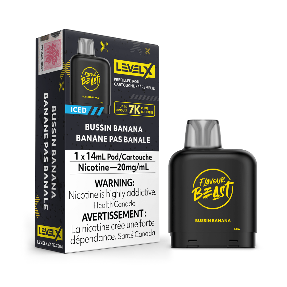 Level X Flavour Beast Pod-Bussin Banana 20mg / 7000 Puffs Steinbach Vape SuperStore and Bong Shop Manitoba Canada