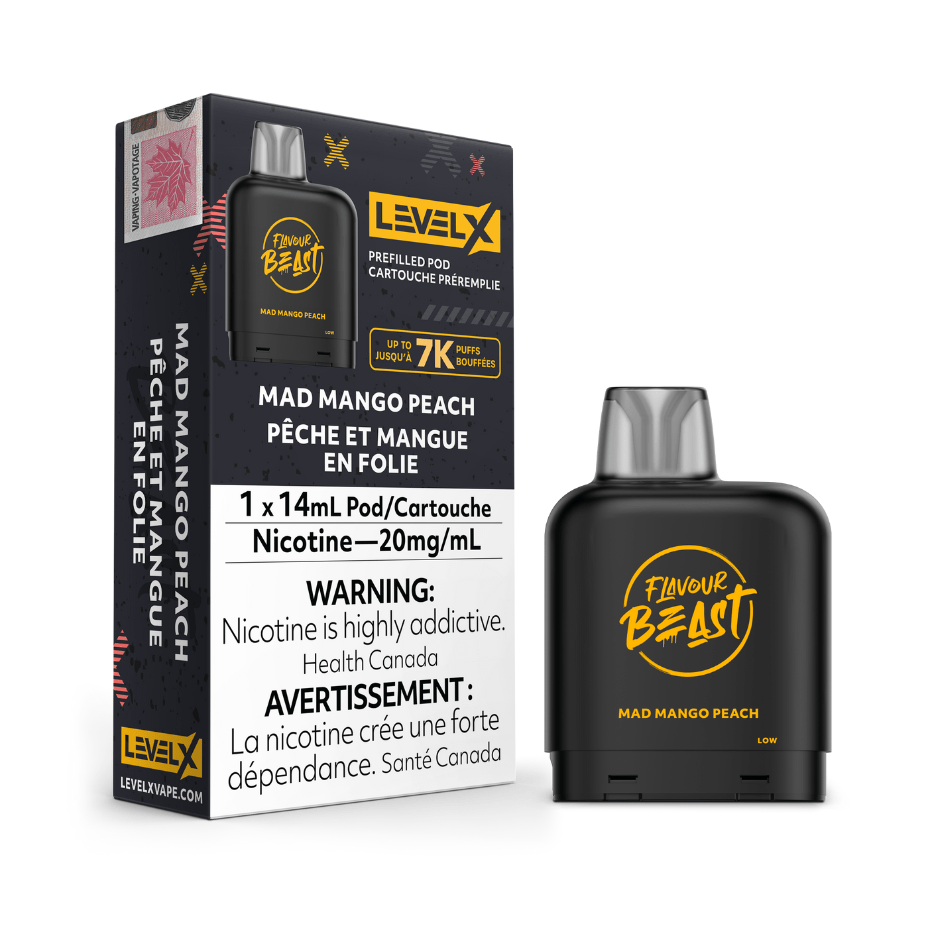 Level X Flavour Beast Pod-Mad Mango Peach 20mg / 7000 Puffs Steinbach Vape SuperStore and Bong Shop Manitoba Canada