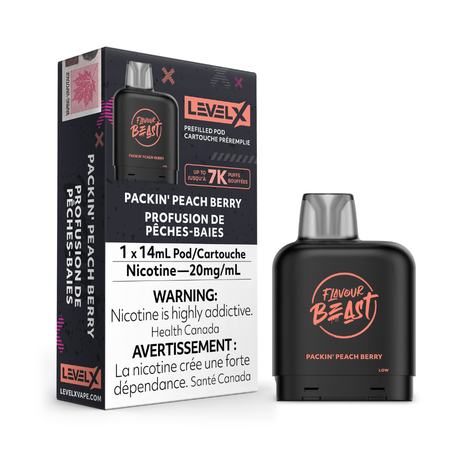 Level X Flavour Beast Pod-Packin' Peach Berry 20mg / 7000 Puffs Steinbach Vape SuperStore and Bong Shop Manitoba Canada