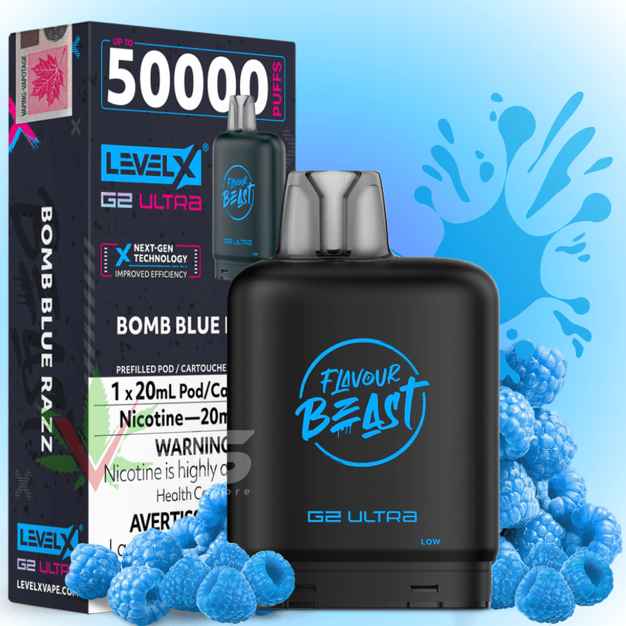 Level X G2 Ultra Flavour Beast Pod 50k-Bomb Blue Razz 50000 / 20mg Steinbach Vape SuperStore and Bong Shop Manitoba Canada