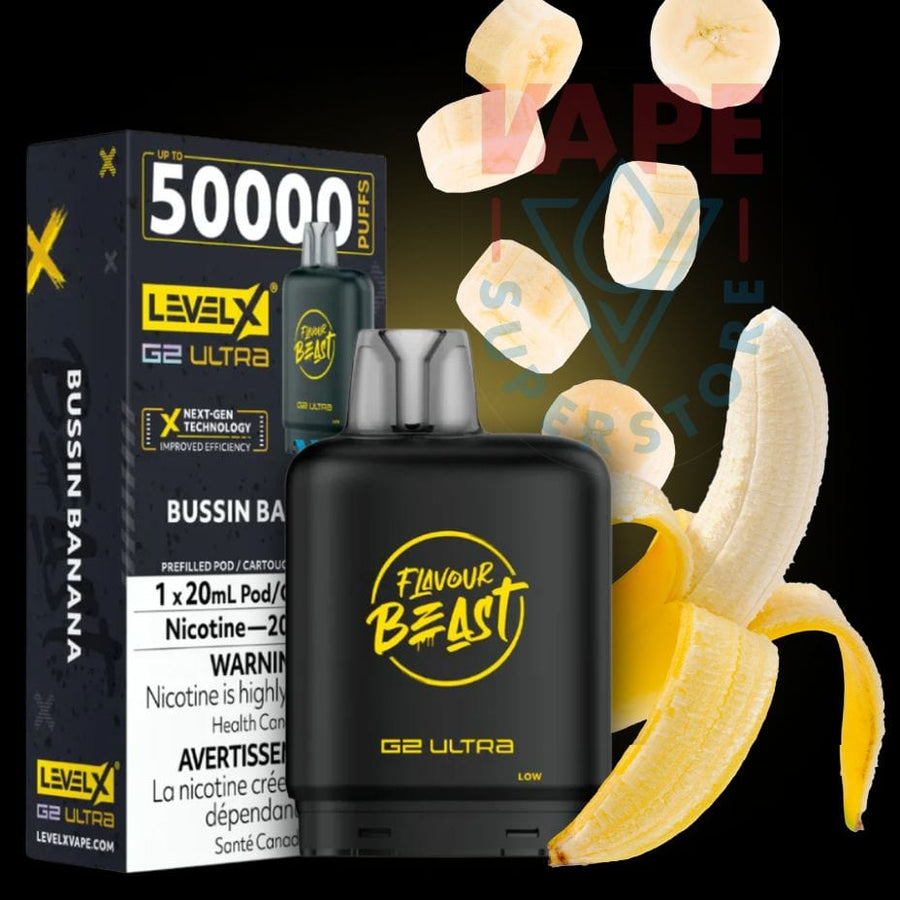Level X G2 Ultra Flavour Beast Pod 50k-Bussin Banana 50000 / 20mg Steinbach Vape SuperStore and Bong Shop Manitoba Canada