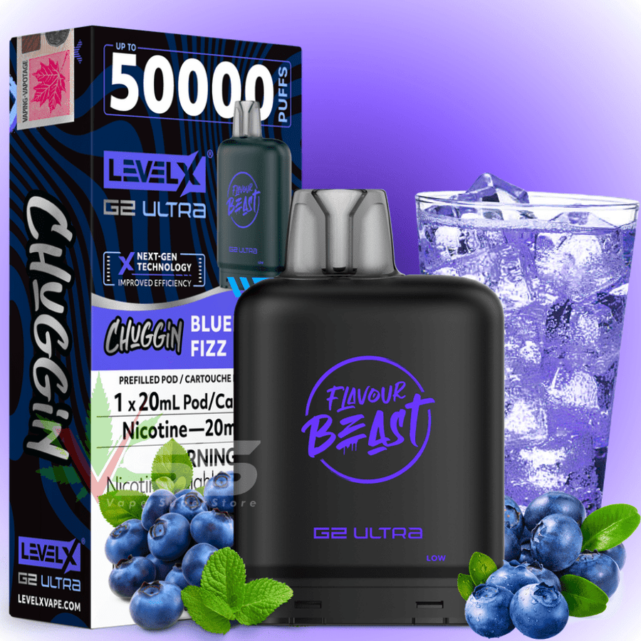 Level X G2 Ultra Flavour Beast Pod 50k-Chuggin' Blueberry Sparkle Iced 20mg / 50000 Manitoba Vape SuperStore and Bong Shop