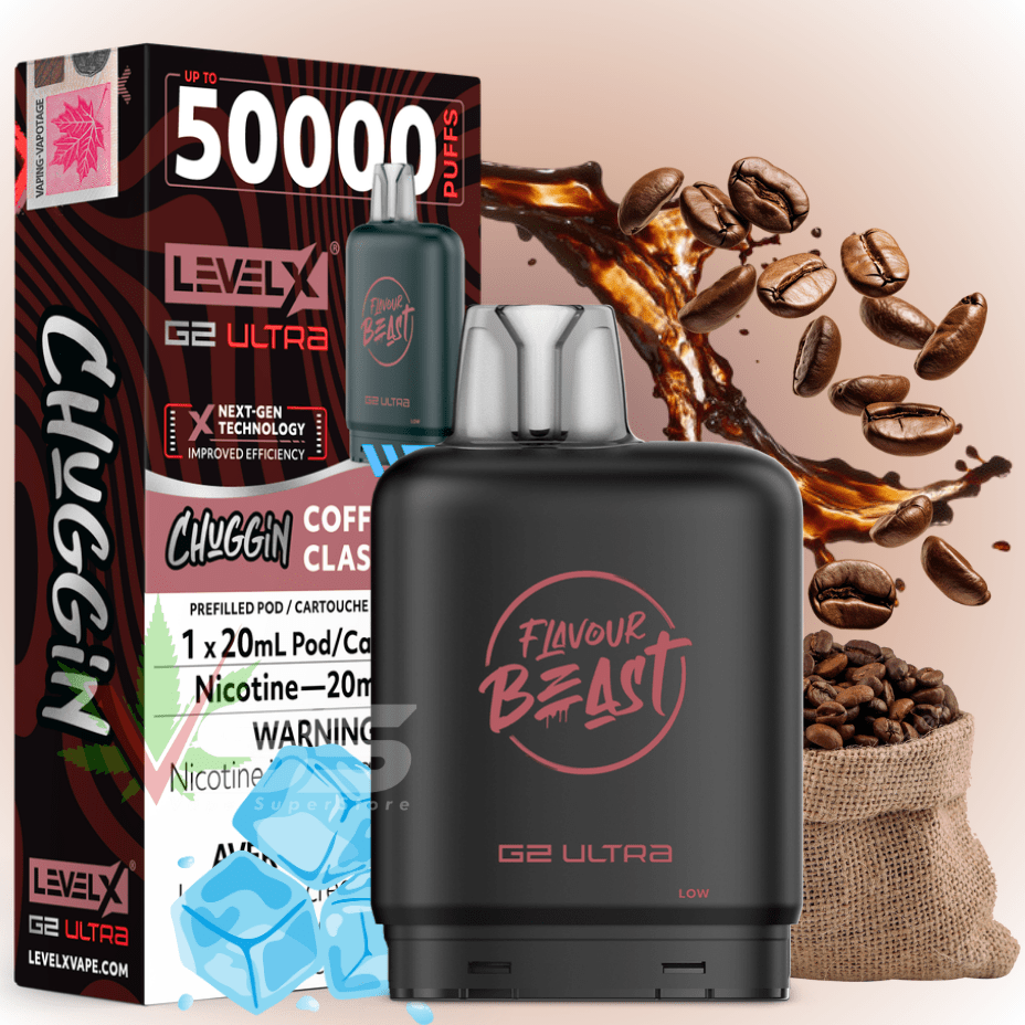 Level X G2 Ultra Flavour Beast Pod 50k-Chuggin' Coffee Classic Iced 20mg / 50000 Manitoba Vape SuperStore and Bong Shop