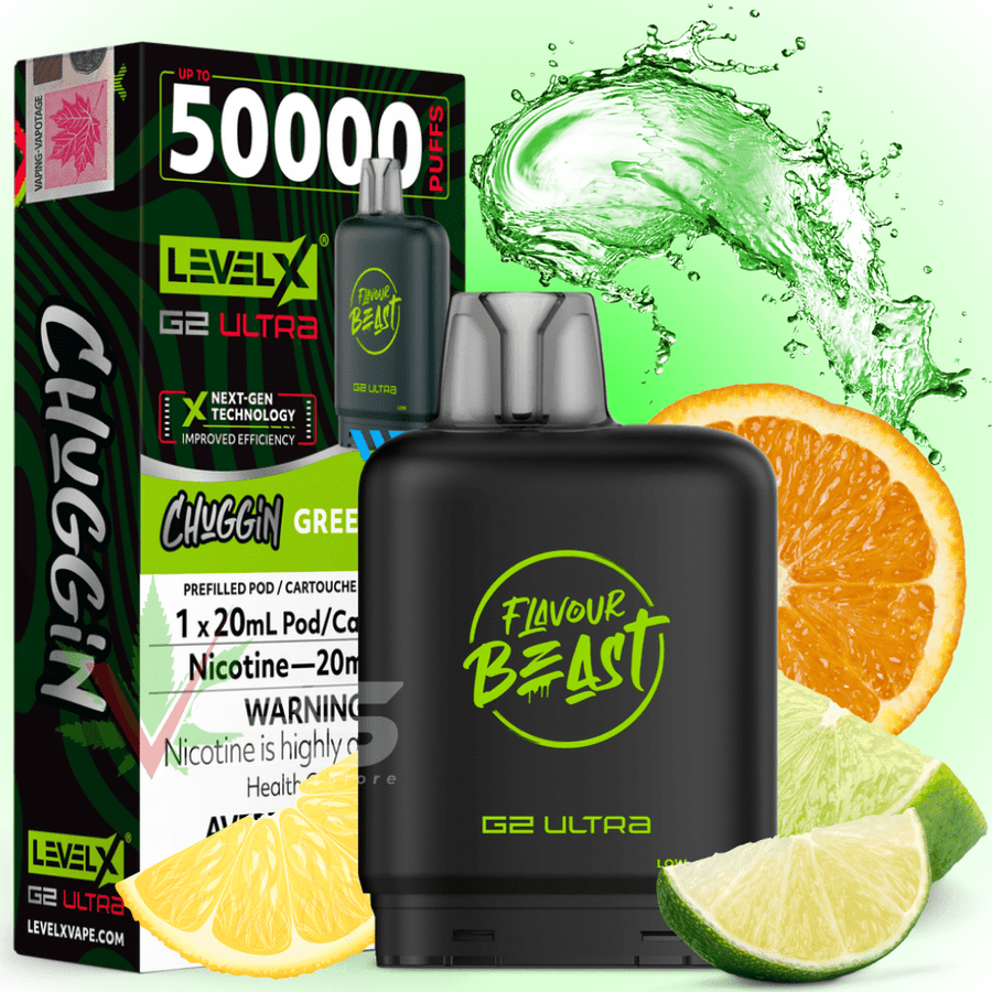 Level X G2 Ultra Flavour Beast Pod 50k-Chuggin' Green Dew Iced 20mg / 50000 Steinbach Vape SuperStore and Bong Shop Manitoba Canada