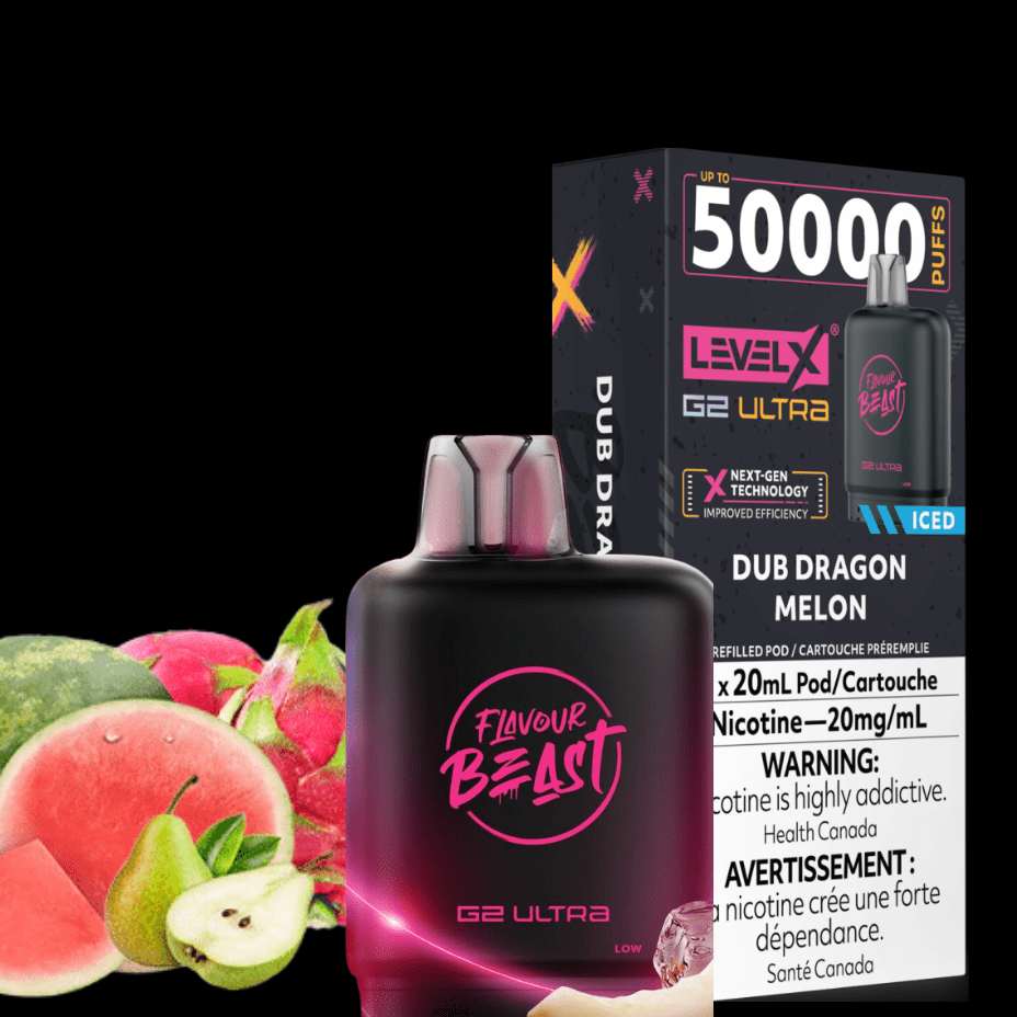 Level X G2 Ultra Flavour Beast Pod 50k-Dub Dragon Melon Iced 20mg / 50000 Manitoba Vape SuperStore and Bong Shop