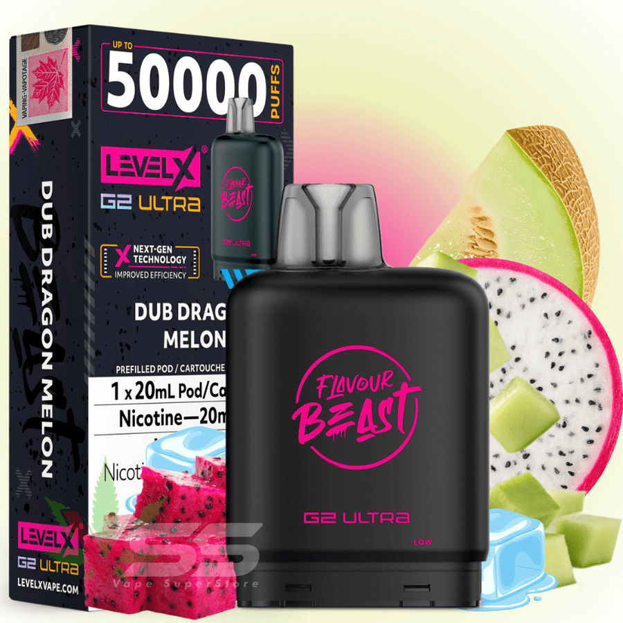 Level X G2 Ultra Flavour Beast Pod 50k-Dub Dragon Melon Iced 20mg / 50000 Steinbach Vape SuperStore and Bong Shop Manitoba Canada