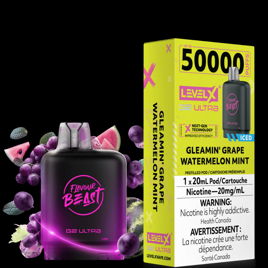Level X G2 Ultra Flavour Beast Pod 50k-Gleamin Grape Watermelon Mint Iced 20mg / 50000 Manitoba Vape SuperStore and Bong Shop