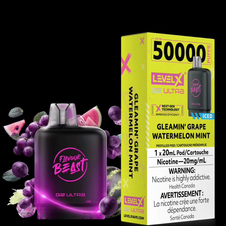 Level X G2 Ultra Flavour Beast Pod 50k-Gleamin Grape Watermelon Mint Iced 20mg / 50000 Manitoba Vape SuperStore and Bong Shop