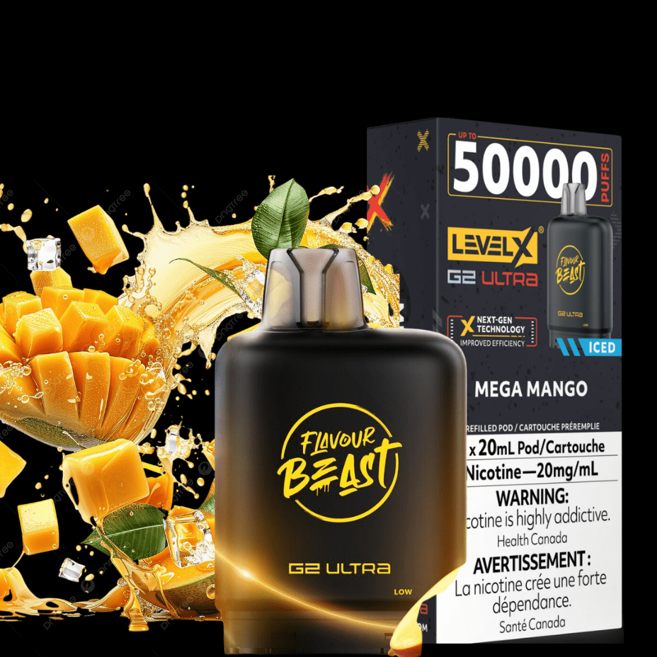 Level X G2 Ultra Flavour Beast Pod 50k-Mega Mango Iced 20mg / 20mg Manitoba Vape SuperStore and Bong Shop