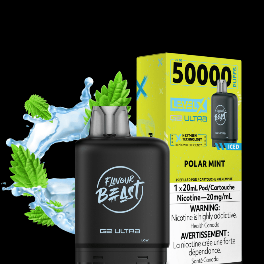 Level X G2 Ultra Flavour Beast Pod 50k-Polar Mint Iced 20mg / 50000 Manitoba Vape SuperStore and Bong Shop
