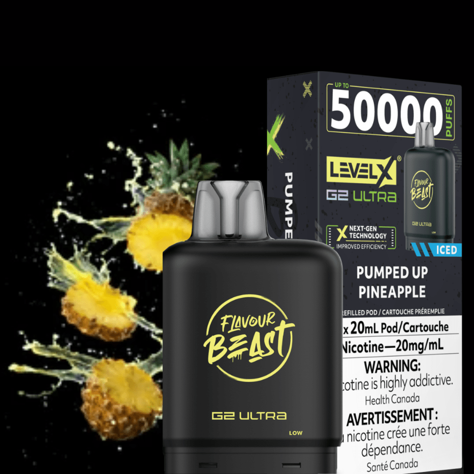 Level X G2 Ultra Flavour Beast Pod 50k-Pumped Up Pineapple Iced 20mg / 50000 Manitoba Vape SuperStore and Bong Shop