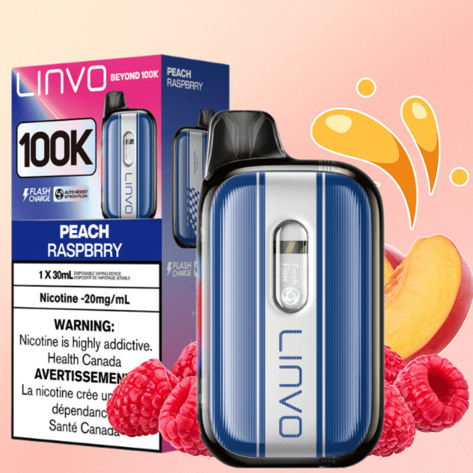 Linvo Beyond 100K Disposable Vape - Peach Raspberry Steinbach Vape SuperStore and Bong Shop Manitoba Canada