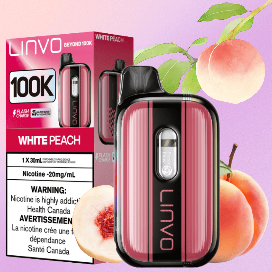 Linvo Beyond 100K Disposable Vape - White Peach Steinbach Vape SuperStore and Bong Shop Manitoba Canada