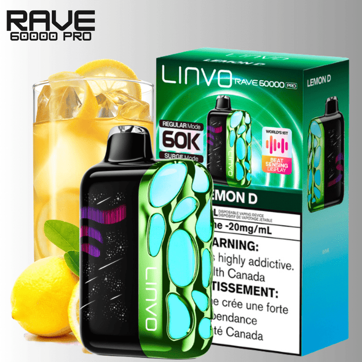 Linvo Rave 60k Disposable Vape-Lemon D 60000 Puffs / 20mg Steinbach Vape SuperStore and Bong Shop Manitoba Canada