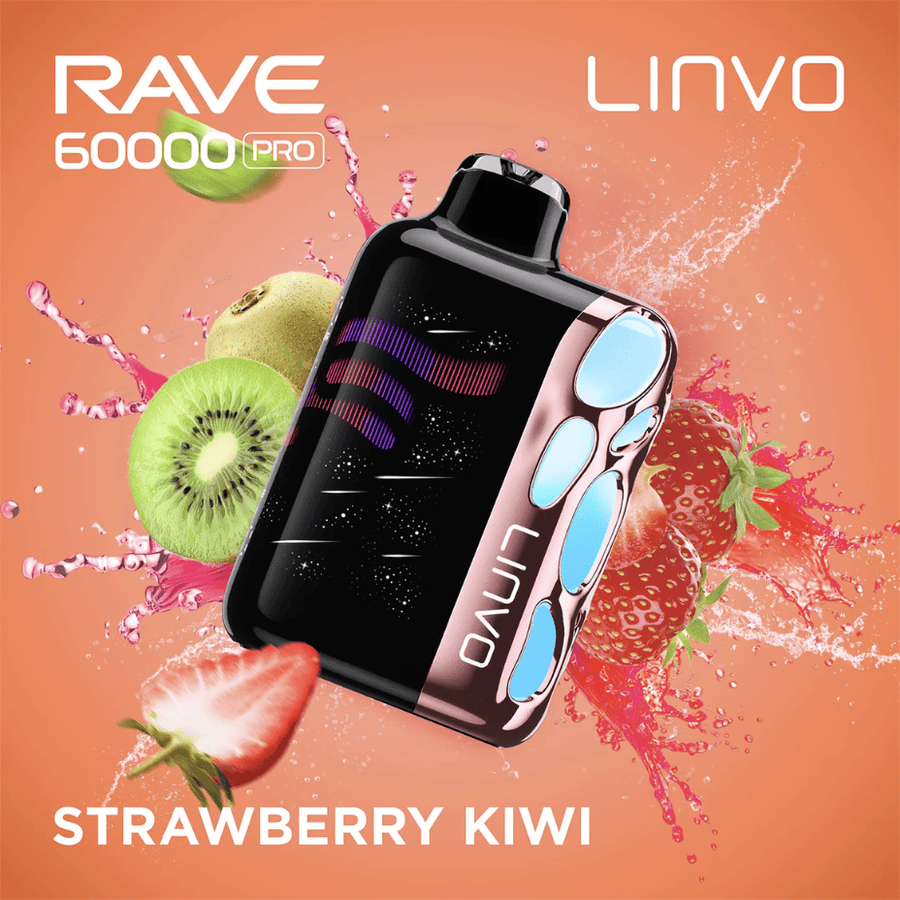 Linvo Rave 60k Disposable Vape-Strawberry Kiwi Ice 20mg/mL / 60K Steinbach Vape SuperStore and Bong Shop Manitoba Canada
