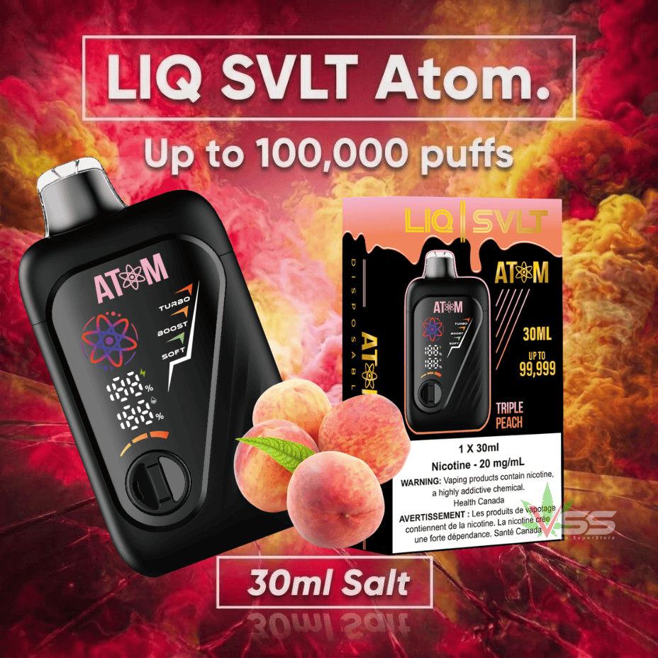 LIQ SVLT Atom 100K Disposable Vape-Triple Peach Steinbach Vape SuperStore and Bong Shop Manitoba Canada