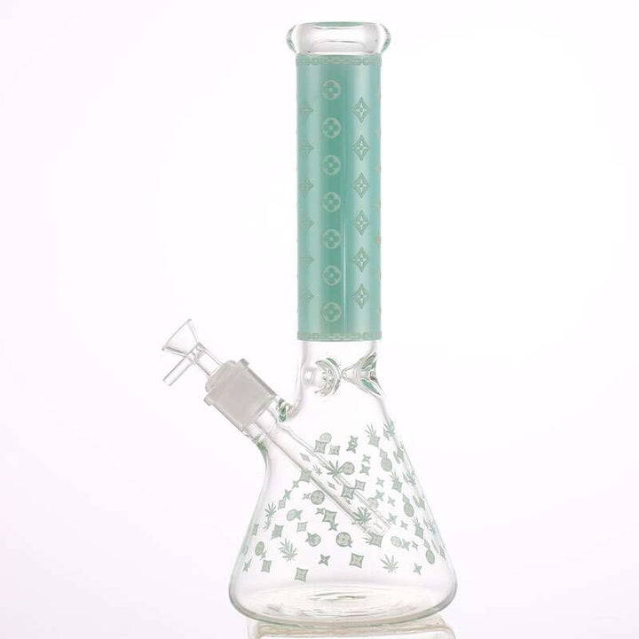 LV Pattern 7mm Beaker Bong-Glow In The Dark-14.5" 7mm / Mint Steinbach Vape SuperStore and Bong Shop Manitoba Canada