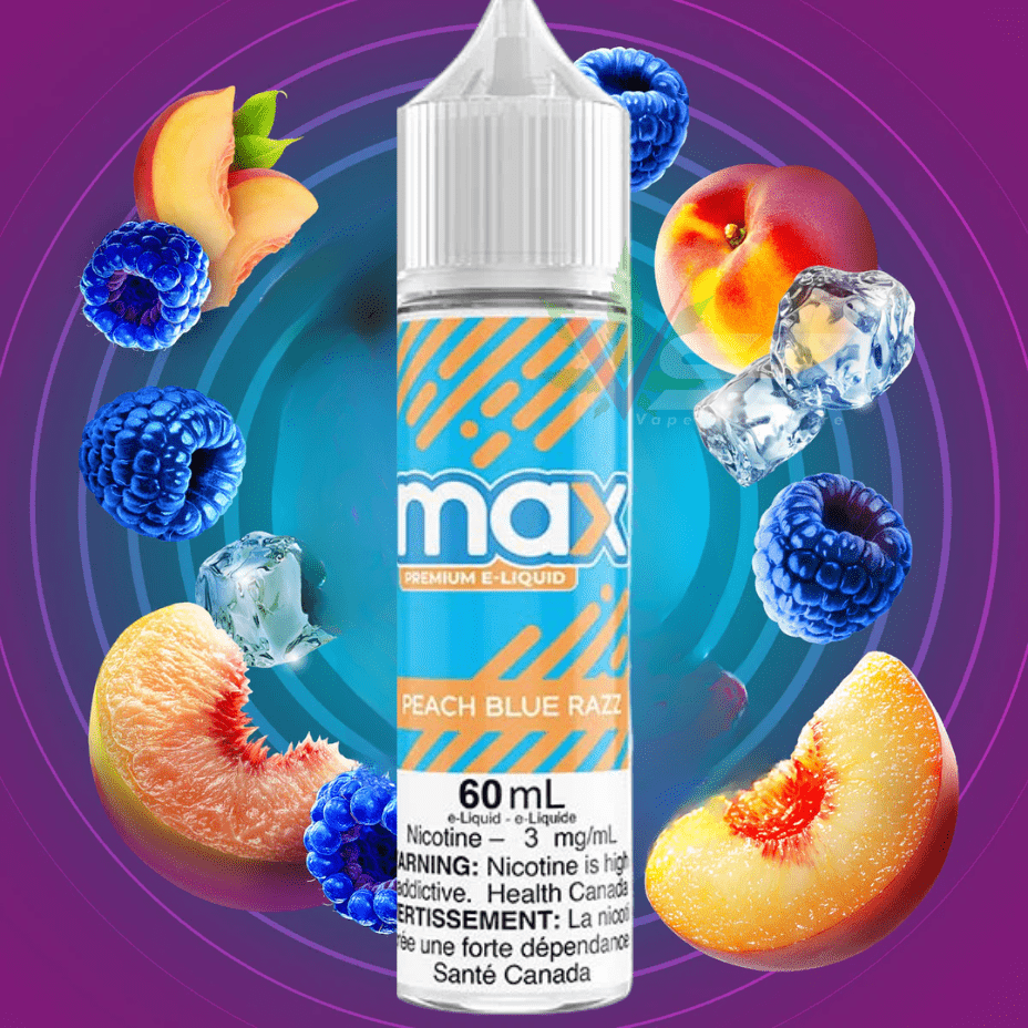 Max E-Liquid - Peach Blue Razz 60mL / 0mg Steinbach Vape SuperStore and Bong Shop Manitoba Canada