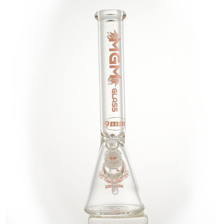 MGM Glass 9mm Classic Clear Logo Beaker-16" Pink Steinbach Vape SuperStore and Bong Shop Manitoba Canada