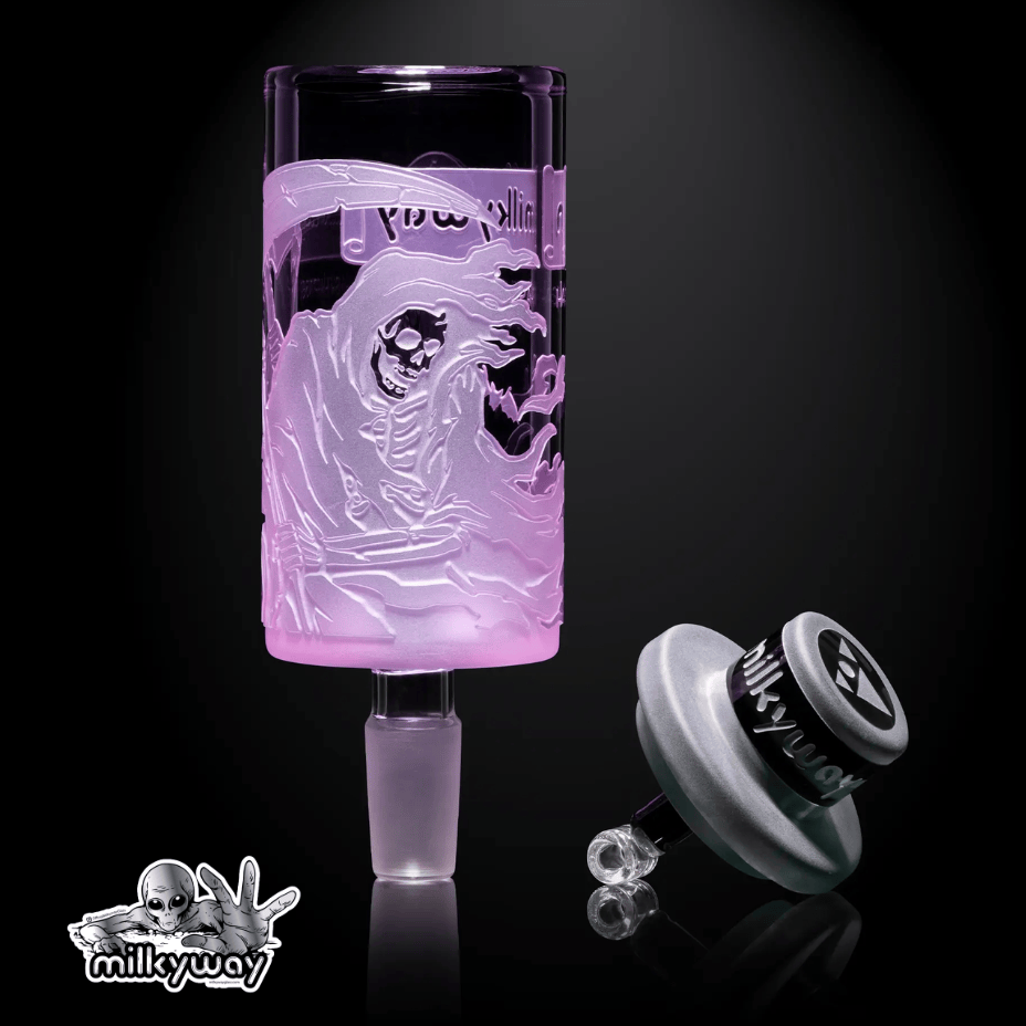 Milkyway Hash Harbinger Engraved Reaper 14mm Adapter w/carb cap Bright Pink Steinbach Vape SuperStore and Bong Shop Manitoba Canada