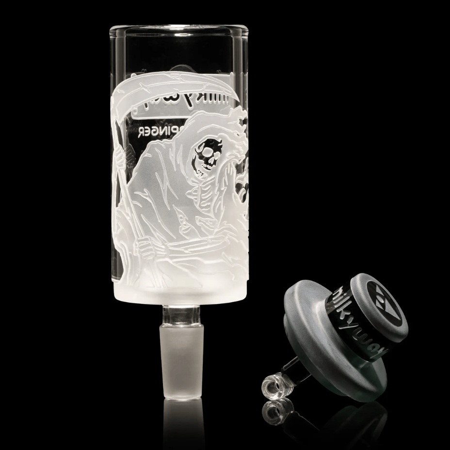Milkyway Hash Harbinger Engraved Reaper 14mm Adapter w/carb cap frosted White Steinbach Vape SuperStore and Bong Shop Manitoba Canada