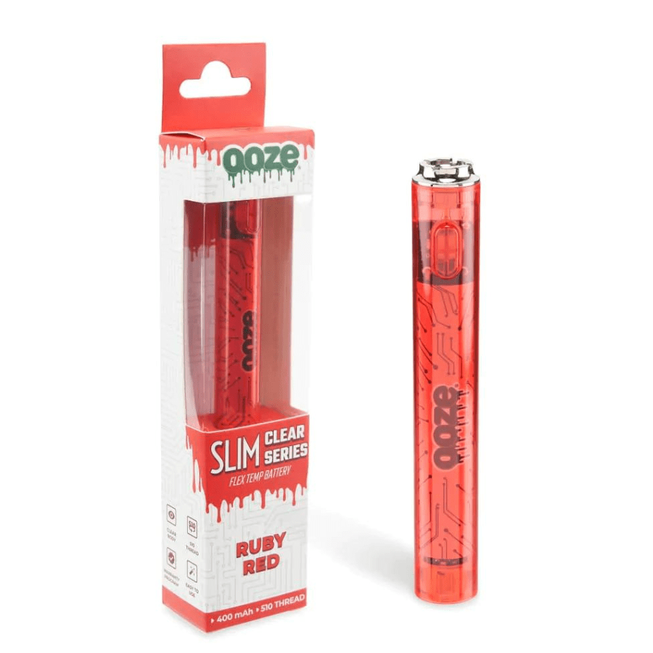 Ooze Slim Transparent Series 510 Battery 400mAh / Red Steinbach Vape SuperStore and Bong Shop Manitoba Canada