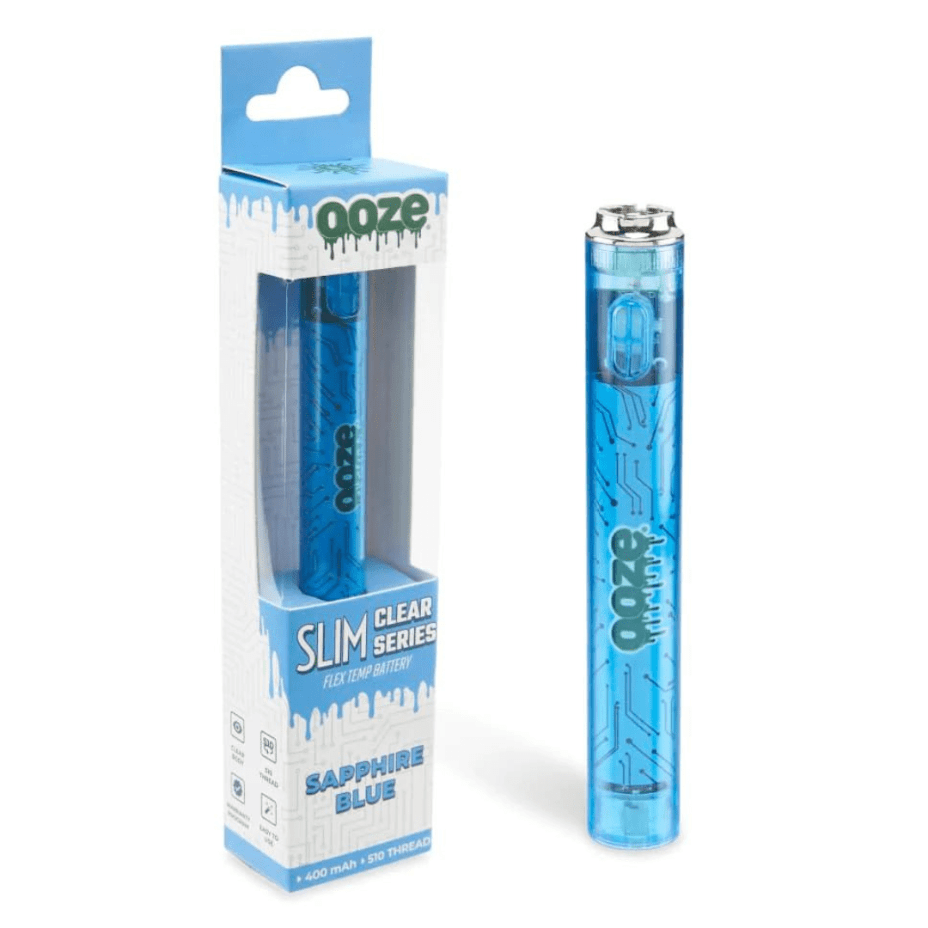 Ooze Slim Transparent Series 510 Battery 400mAh / Sapphire Blue Steinbach Vape SuperStore and Bong Shop Manitoba Canada
