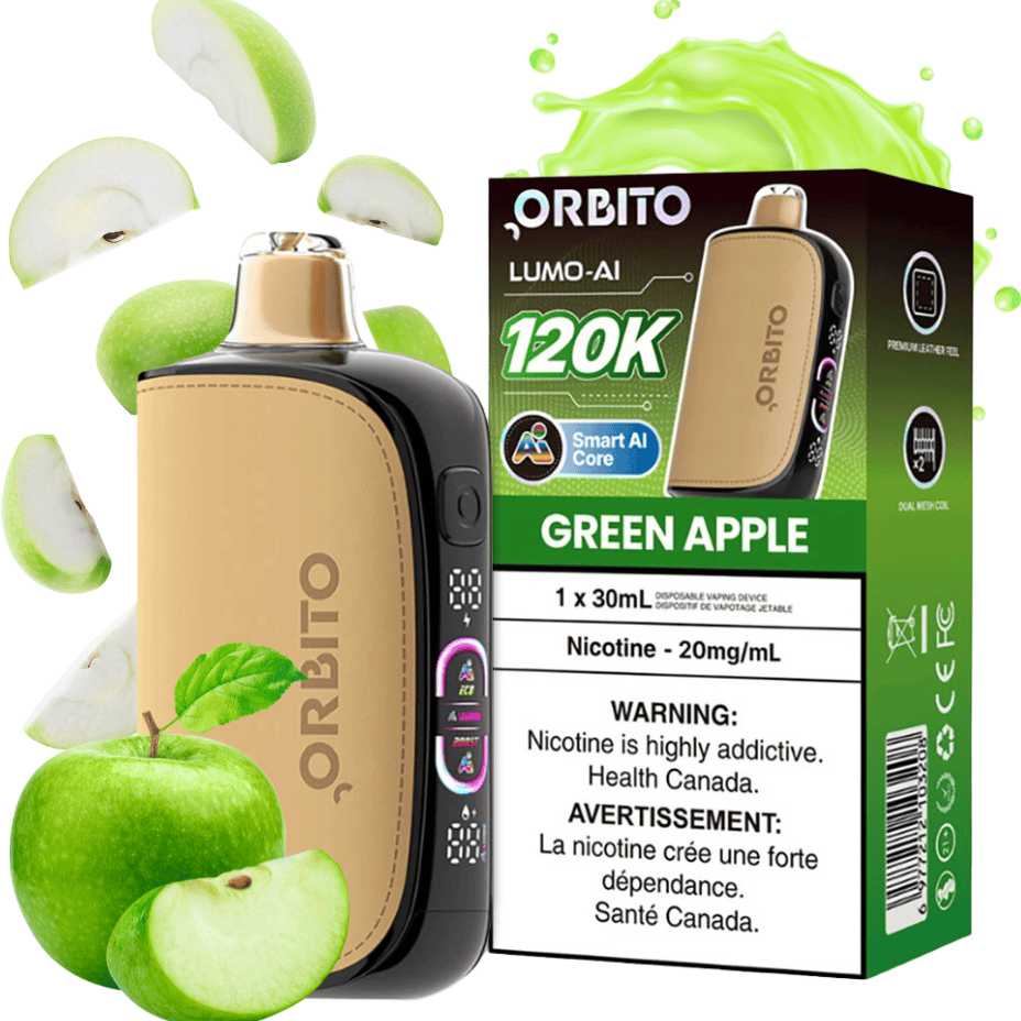 Orbito Lumo-AI 120K Disposable Vape-Green Apple 120K / 20mg Steinbach Vape SuperStore and Bong Shop Manitoba Canada
