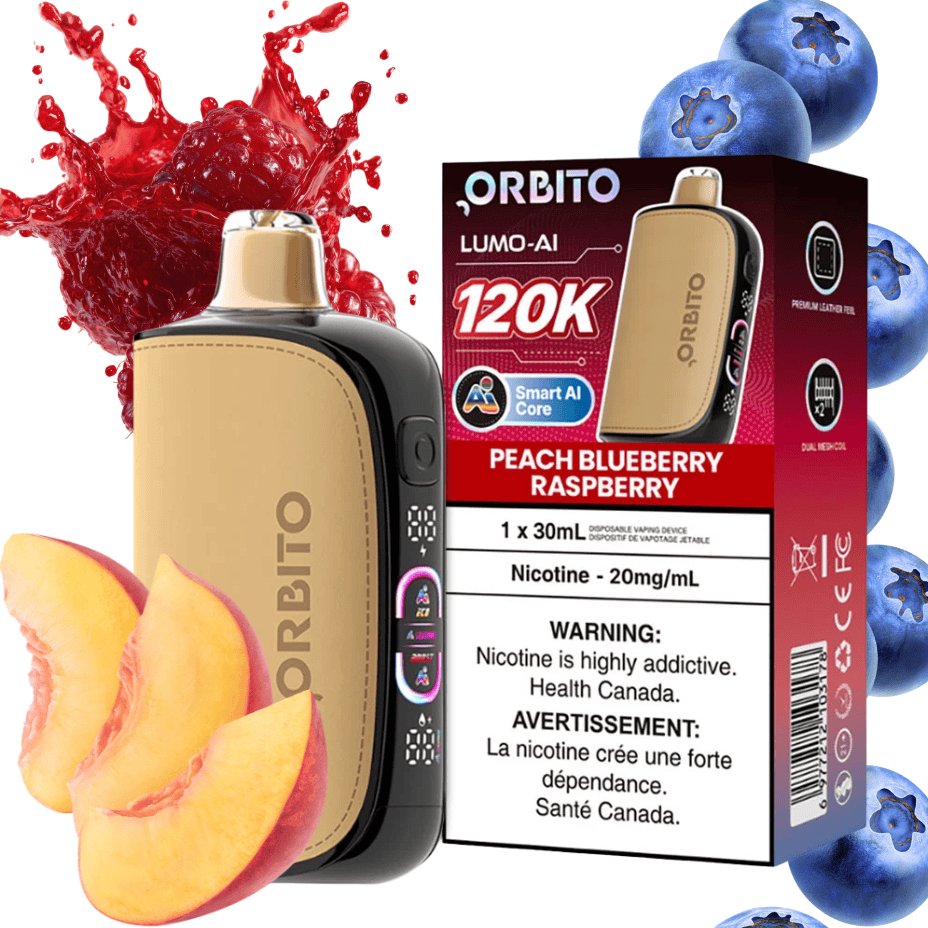 Orbito Lumo-AI 120K Disposable Vape-Peach Blueberry Raspberry 120K / 20mg Steinbach Vape SuperStore and Bong Shop Manitoba Canada