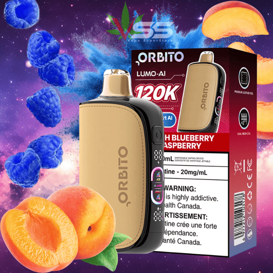 Orbito Lumo-AI 120K Disposable Vape-Peach Blueberry Raspberry 120K / 20mg Steinbach Vape SuperStore and Bong Shop Manitoba Canada