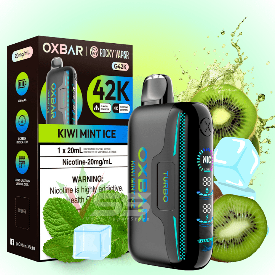 Oxbar G42k Disposable Vape-Kiwi Mint Ice 20mg / 42000 Puffs Steinbach Vape SuperStore and Bong Shop Manitoba Canada