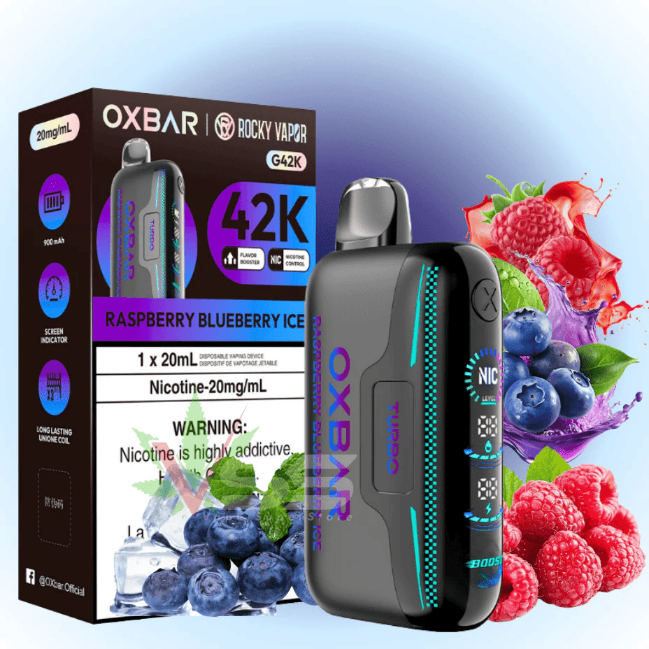 Oxbar G42k Disposable Vape - Raspberry Blueberry Ice 20mg/mL / 42K Steinbach Vape SuperStore and Bong Shop Manitoba Canada