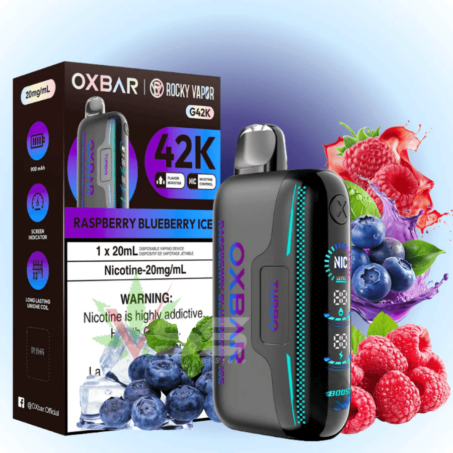 Oxbar G42k Disposable Vape - Raspberry Blueberry Ice 20mg/mL / 42K Steinbach Vape SuperStore and Bong Shop Manitoba Canada