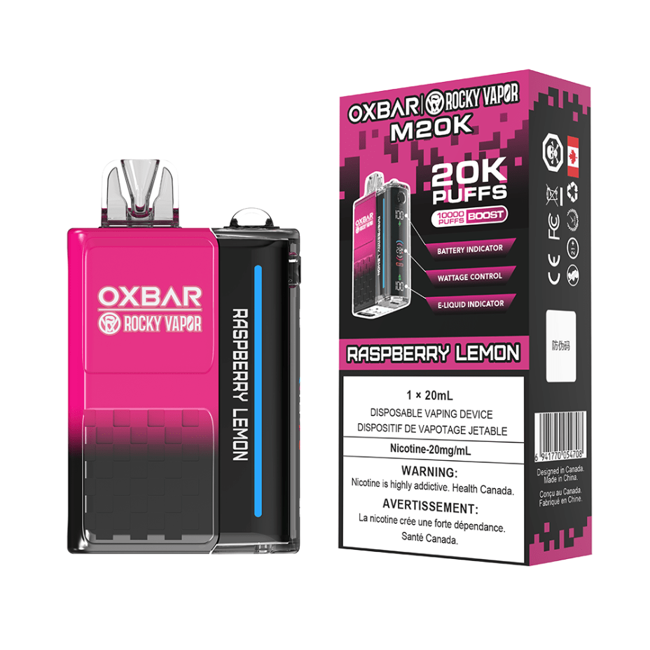 OXBAR M20K Disposable Vape - Raspberry Lemon 20mg / 20000 Puffs Steinbach Vape SuperStore and Bong Shop Manitoba Canada