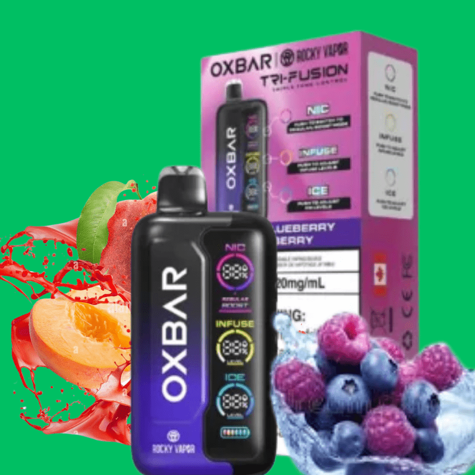 Oxbar Tri-Fusion 45k Disposable Vape-Peach Blueberry Raspberry Disposable Steinbach Vape SuperStore and Bong Shop Manitoba Canada