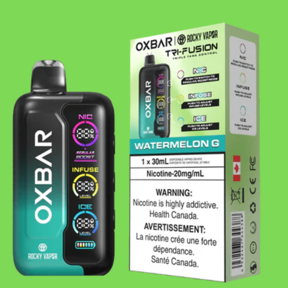 Oxbar Tri-Fusion 45k Disposable Vape-Watermelon G Disposable / Watermelon / Mouth-to-lung (MTL) Steinbach Vape SuperStore and Bong Shop Manitoba Canada