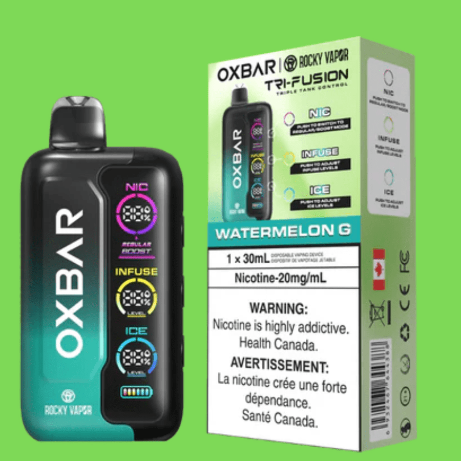 Oxbar Tri-Fusion 45k Disposable Vape-Watermelon G Disposable / Watermelon / Mouth-to-lung (MTL) Steinbach Vape SuperStore and Bong Shop Manitoba Canada