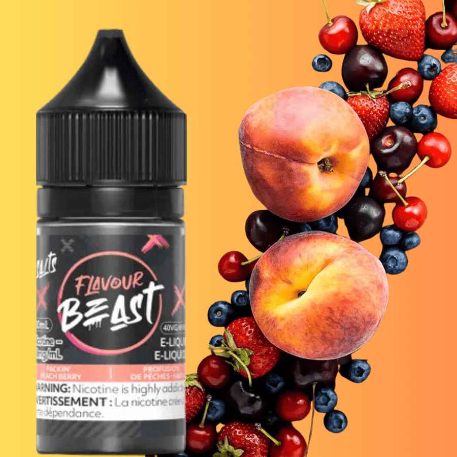 Packin' Peach Berry Salts by Flavour Beast E-Liquid 30ml / 20mg Steinbach Vape SuperStore and Bong Shop Manitoba Canada