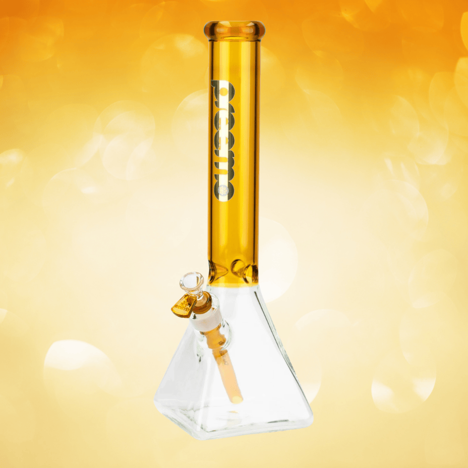 Preemo Glass 7mm Pyramid Base Bong 16" Glittering Gold Steinbach Vape SuperStore and Bong Shop Manitoba Canada