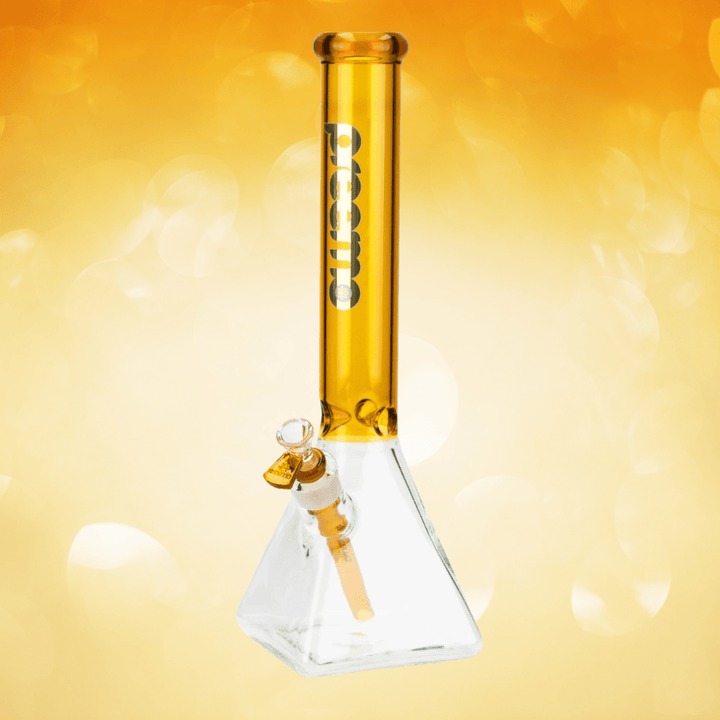 Preemo Glass 7mm Pyramid Base Bong 16" Glittering Gold Steinbach Vape SuperStore and Bong Shop Manitoba Canada