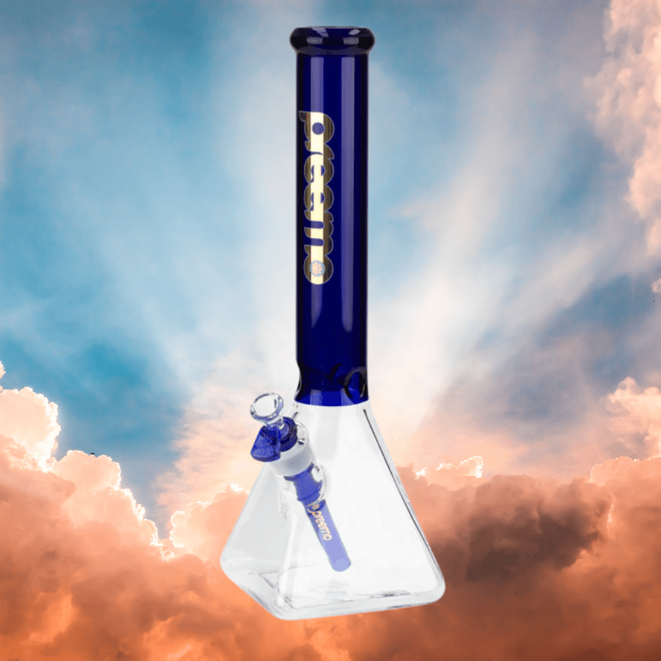 Preemo Glass 7mm Pyramid Base Bong 16" Transparent Blue Steinbach Vape SuperStore and Bong Shop Manitoba Canada