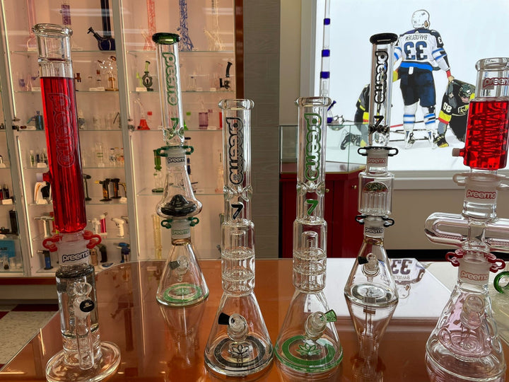 Preemo Glass Showerhead to Swiss Perc Base 8" Pink Steinbach Vape SuperStore and Bong Shop Manitoba Canada