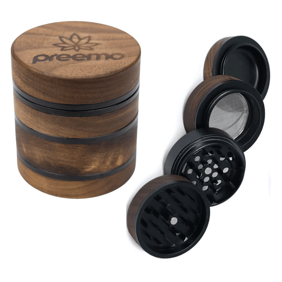 Preemo Wooden 60mm 4-Piece Grinder 2.5" Black Steinbach Vape SuperStore and Bong Shop Manitoba Canada